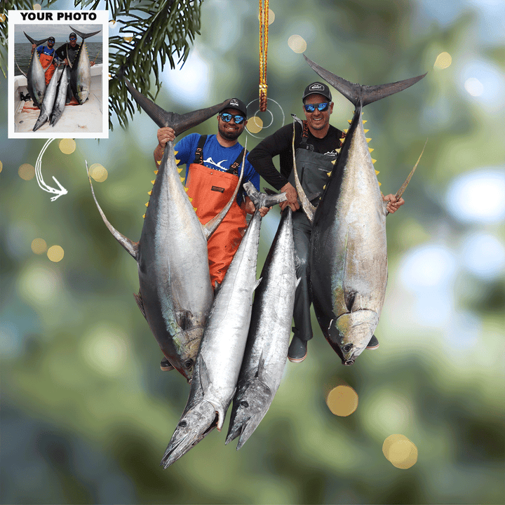 Fishing Cheaper Than Therapy - Personalized Photo Mica Ornament - Christmas Gift For Fishing Lover, Fisher, Family Member, Friends