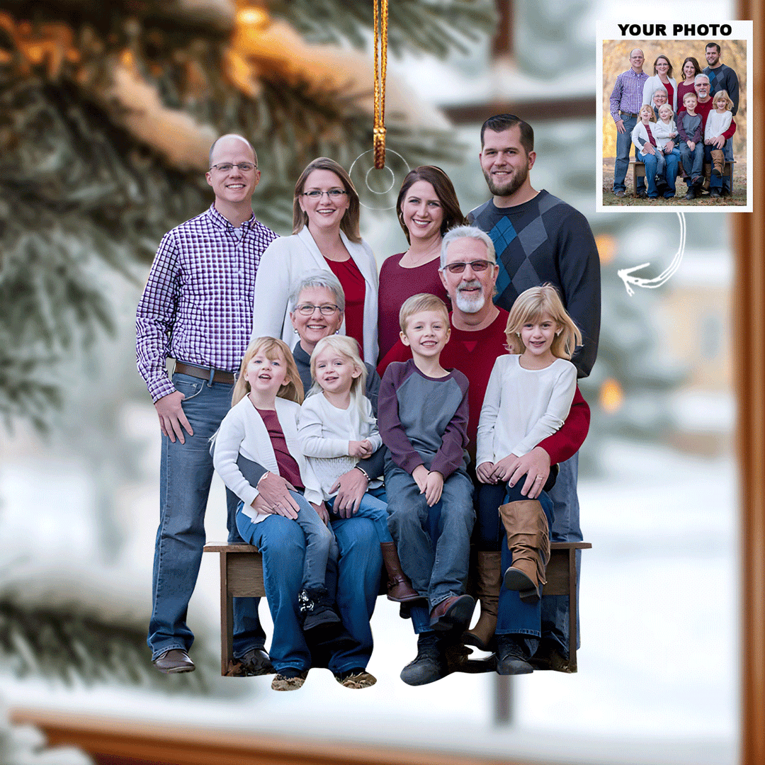 My Big Family - Personalized Photo Mica Ornament - Christmas Gift For Grandma, Grandpa, Family Members