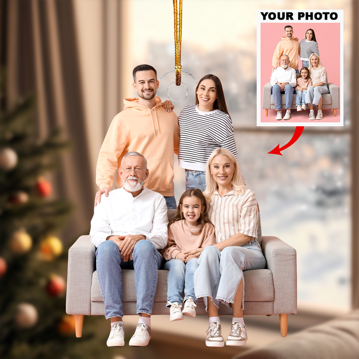 We Love You - Personalized Photo Mica Ornament - Christmas Gift For Family Members