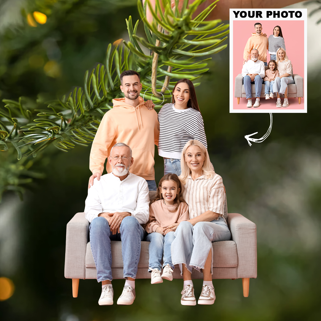 We Love You - Personalized Photo Mica Ornament - Christmas Gift For Family Members