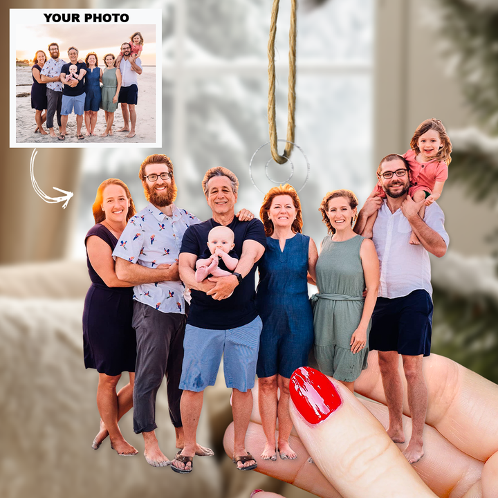 Family At The Beach - Personalized Photo Mica Ornament - Christmas Gift For Family Members