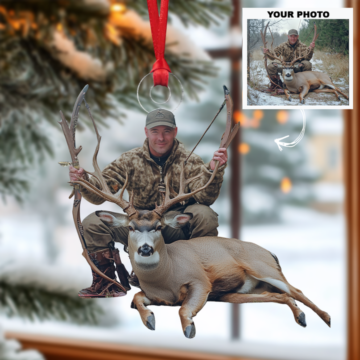 Deer Hunter Custom Photo - Personalized Photo Mica Ornament - Christmas Gift For Hunter
