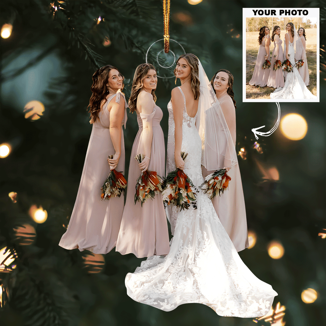 2024 Happy Wedding - Personalized Photo Mica Ornament - Christmas, Anniversary Gift For Couple, Wedding Couple