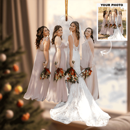 2024 Happy Wedding - Personalized Photo Mica Ornament - Christmas, Anniversary Gift For Couple, Wedding Couple