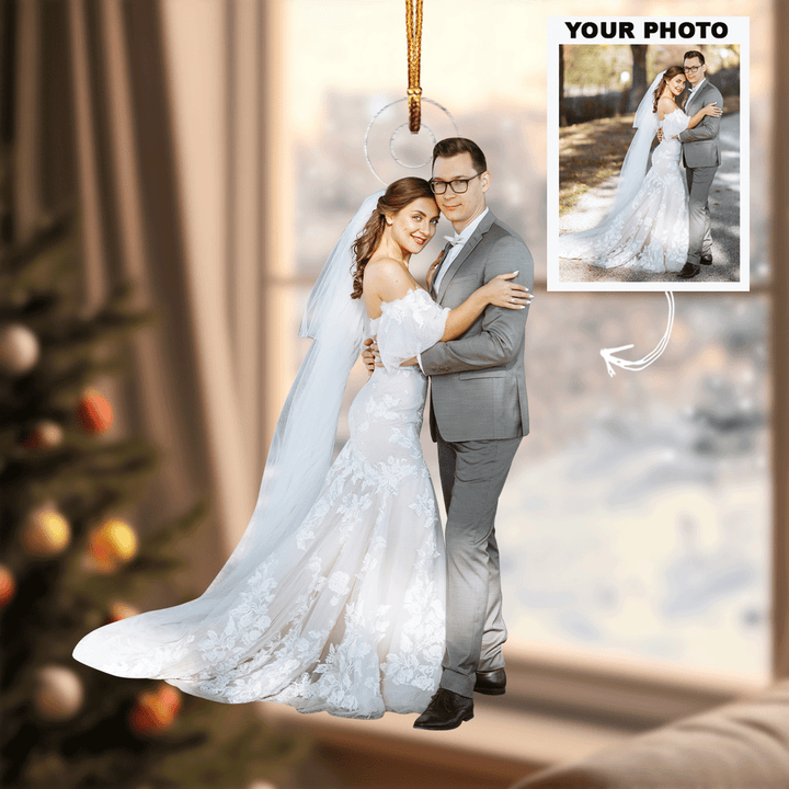 I Love You To The Moon And Back - Personalized Photo Mica Ornament - Christmas, Anniversary Gift For Couple, Wedding Couple