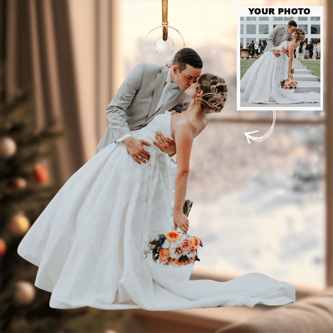 I Love You To The Moon And Back - Personalized Photo Mica Ornament - Christmas, Anniversary Gift For Couple, Wedding Couple