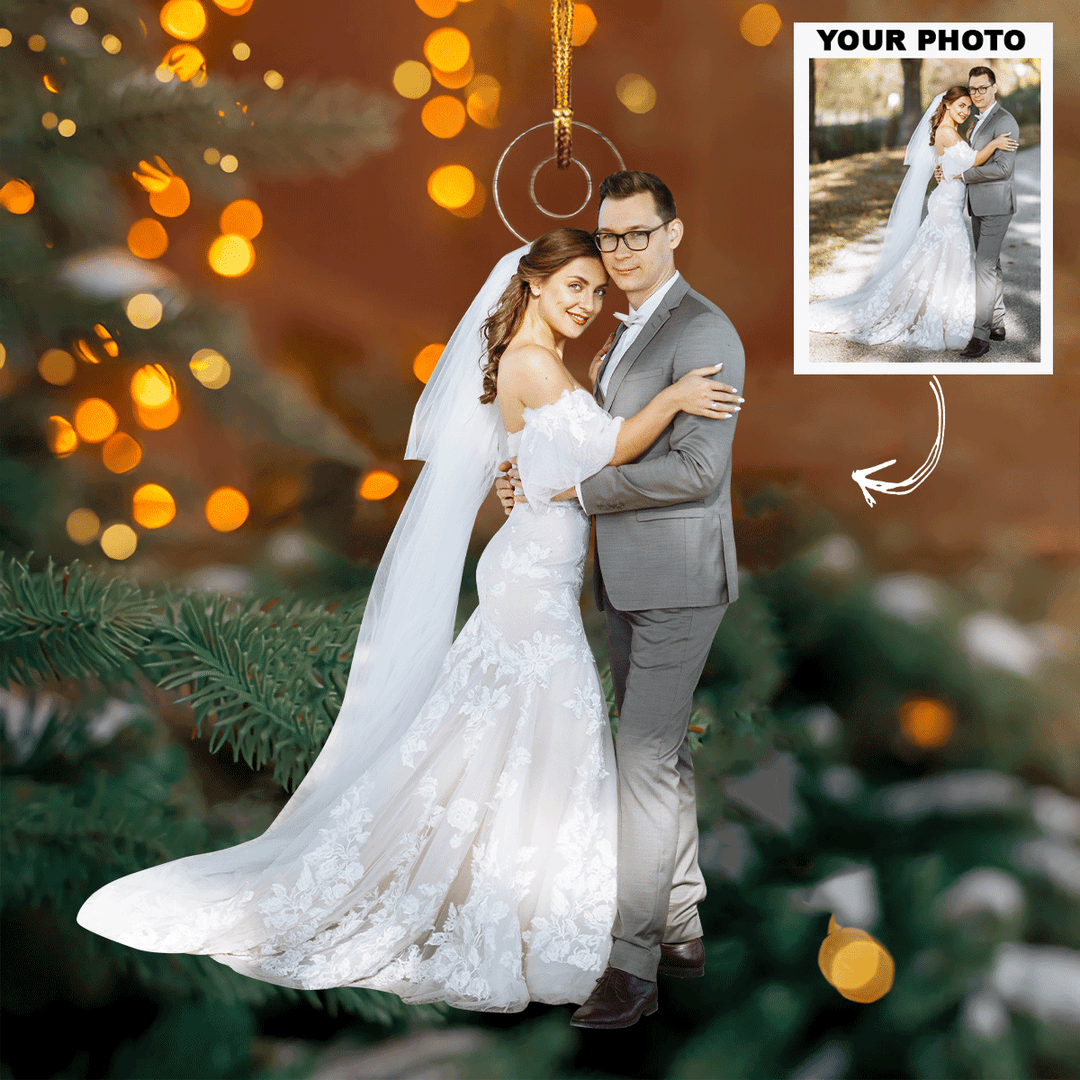 I Love You To The Moon And Back - Personalized Photo Mica Ornament - Christmas, Anniversary Gift For Couple, Wedding Couple