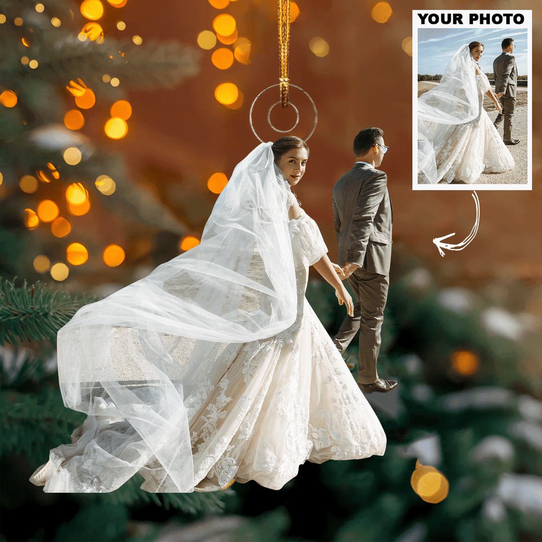 I Love You To The Moon And Back - Personalized Photo Mica Ornament - Christmas, Anniversary Gift For Couple, Wedding Couple