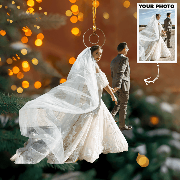 I Love You To The Moon And Back - Personalized Photo Mica Ornament - Christmas, Anniversary Gift For Couple, Wedding Couple