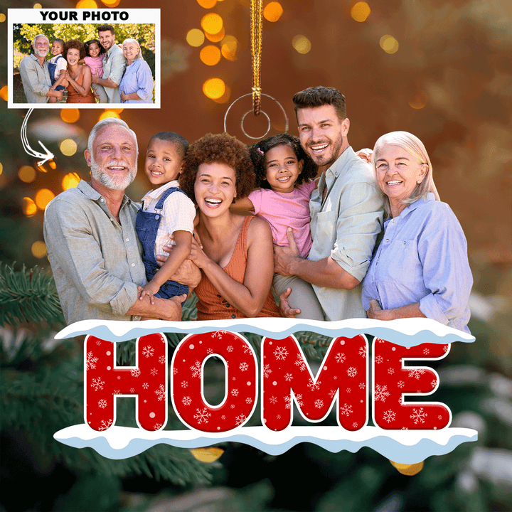 This Is Our Home - Personalized Photo Mica Ornament - Christmas Gift For Family Members UPL0PD040