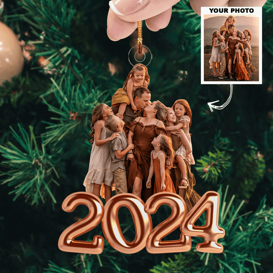 2024 Christmas V2 - Personalized Photo Mica Ornament - Christmas Gift For Grandma, Grandpa, Family Members UPL0VL022
