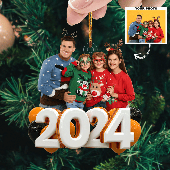 Family Over Everything - Personalized Photo Mica Ornament - Christmas Gift For Grandma, Grandpa, Family Members UPL0VL024