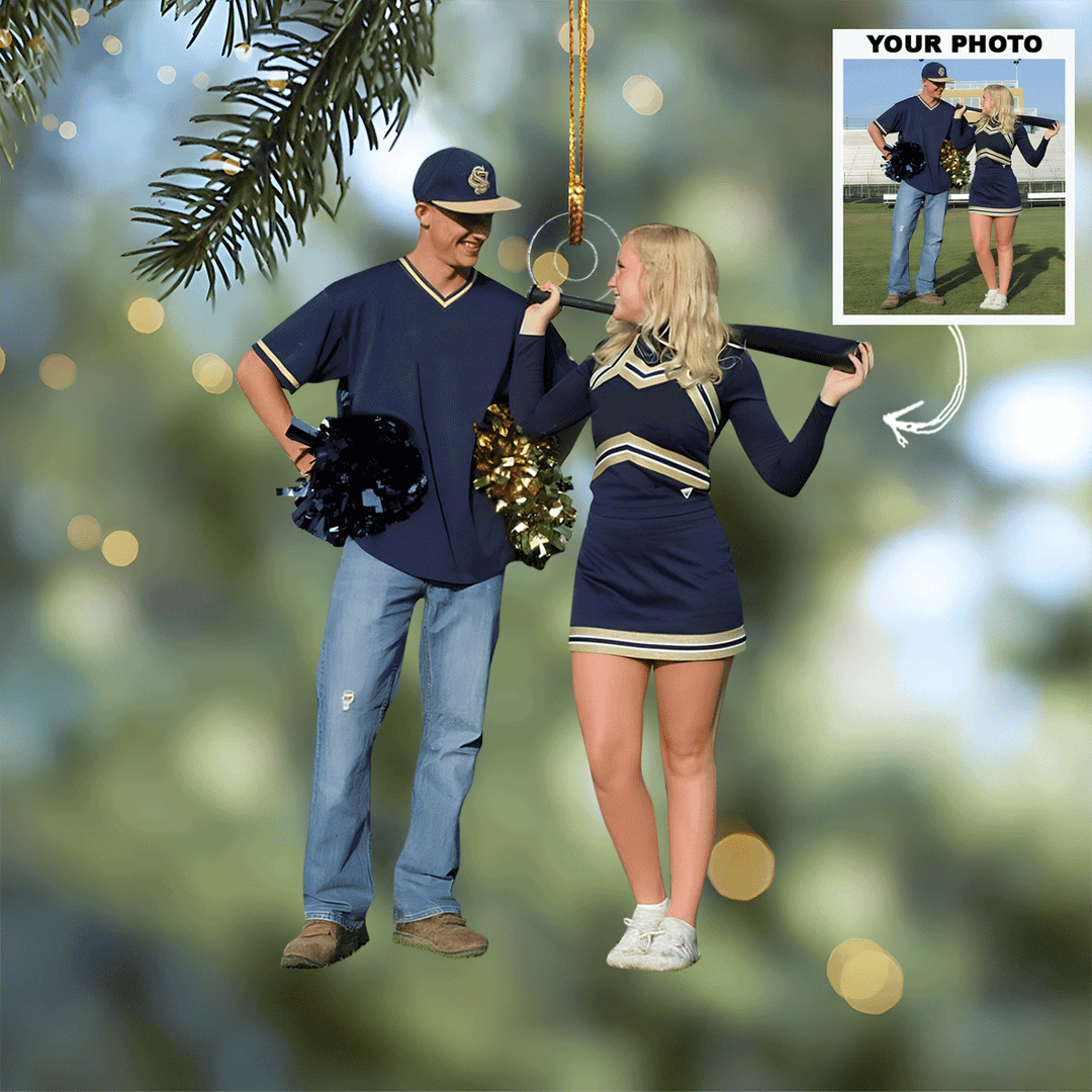 Baseball Couple - Personalized Photo Mica Ornament - Christmas Gift For Sport Lover