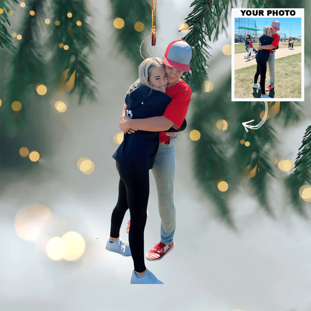 Baseball Couple - Personalized Photo Mica Ornament - Christmas Gift For Sport Lover