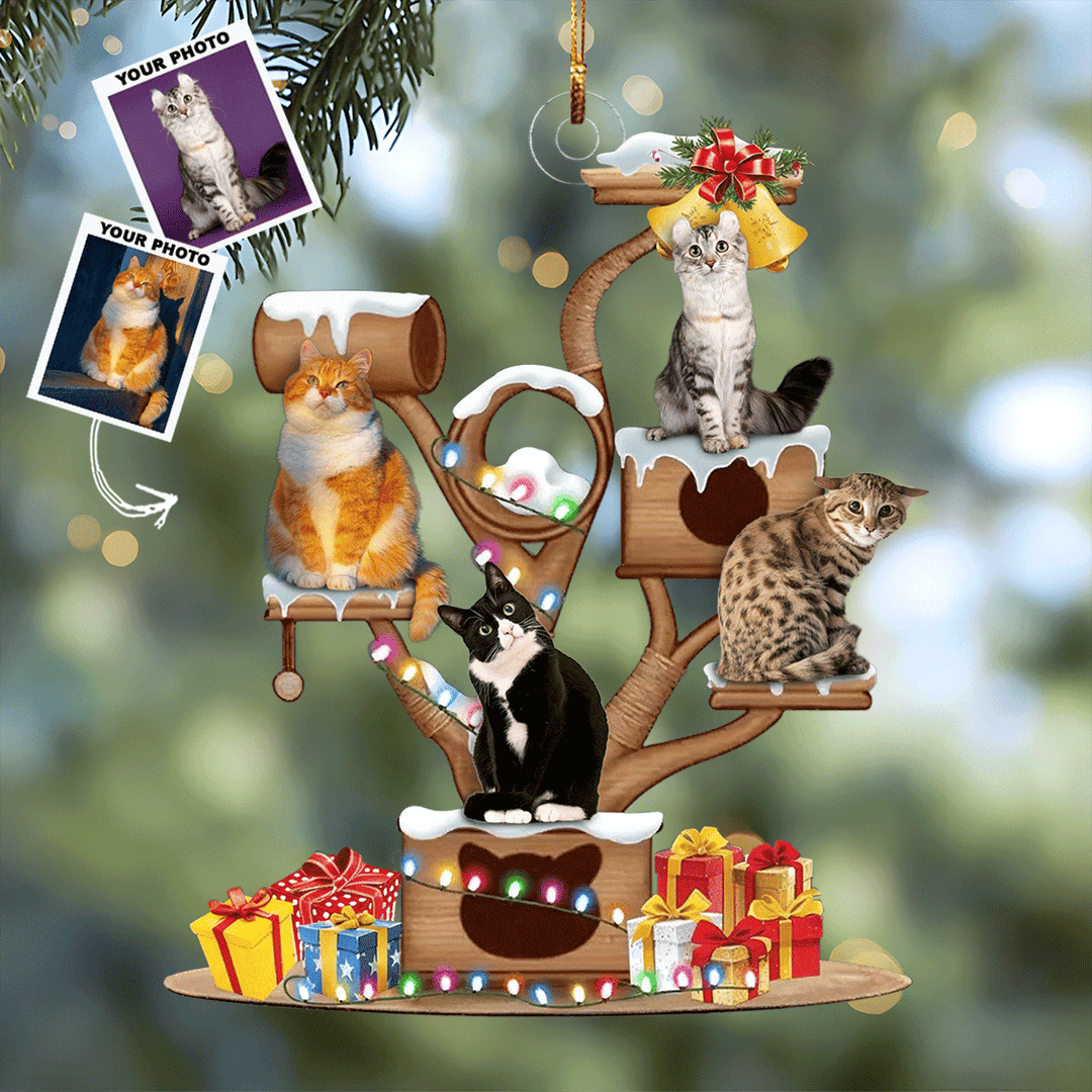 Personalized Photo Mica Ornament - Multiple Combined Photos Ornament - Gift For Cat Lovers UPL0PD052