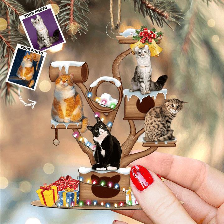 Personalized Photo Mica Ornament - Multiple Combined Photos Ornament - Gift For Cat Lovers UPL0PD052