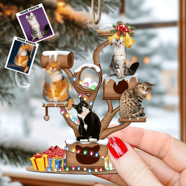 Personalized Photo Mica Ornament - Multiple Combined Photos Ornament - Gift For Cat Lovers UPL0PD052
