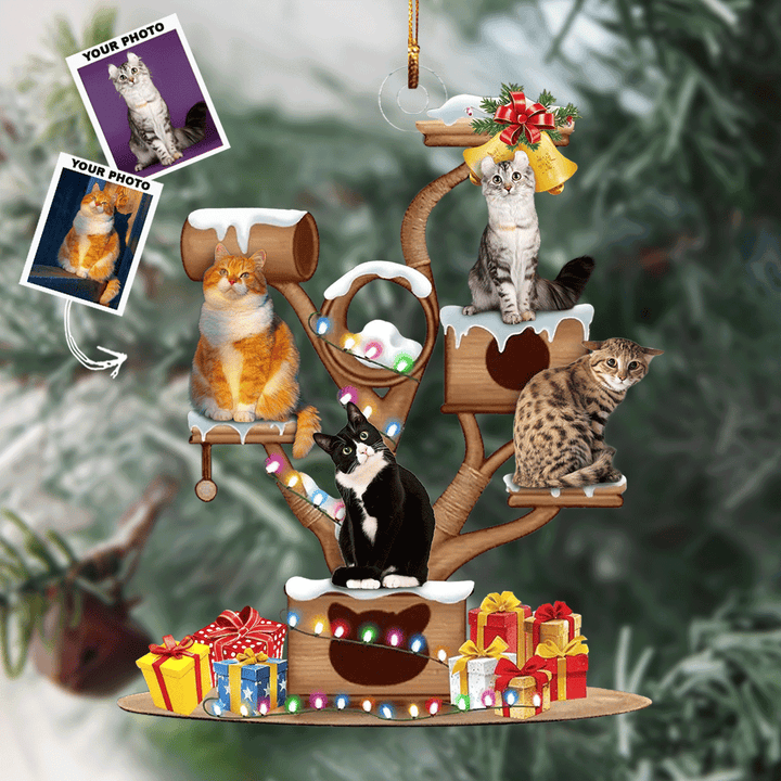Personalized Photo Mica Ornament - Multiple Combined Photos Ornament - Gift For Cat Lovers UPL0PD052