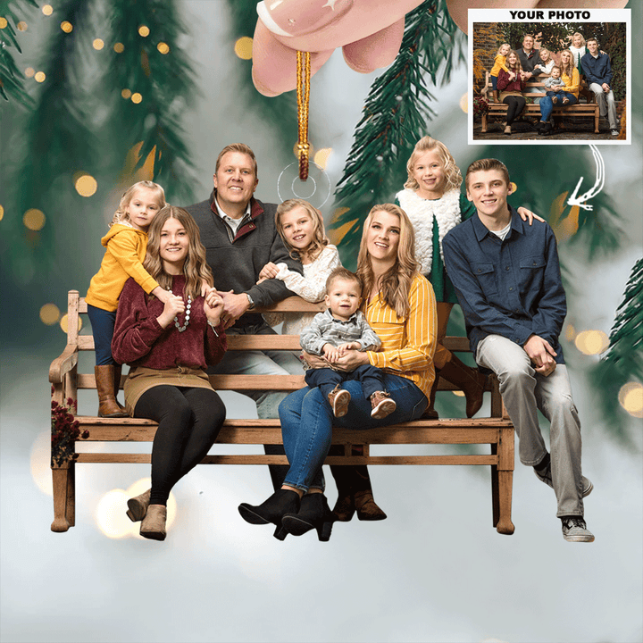 Merry Christmas Family - Personalized Photo Mica Ornament - Christmas Gift For Family Members