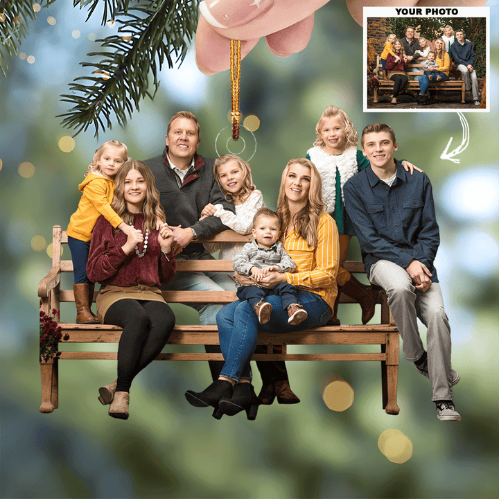 Merry Christmas Family - Personalized Photo Mica Ornament - Christmas Gift For Family Members