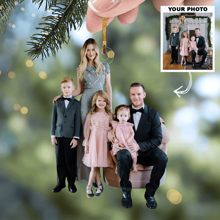 Family Forever - Personalized Photo Mica Ornament - Christmas Gift For Family Members