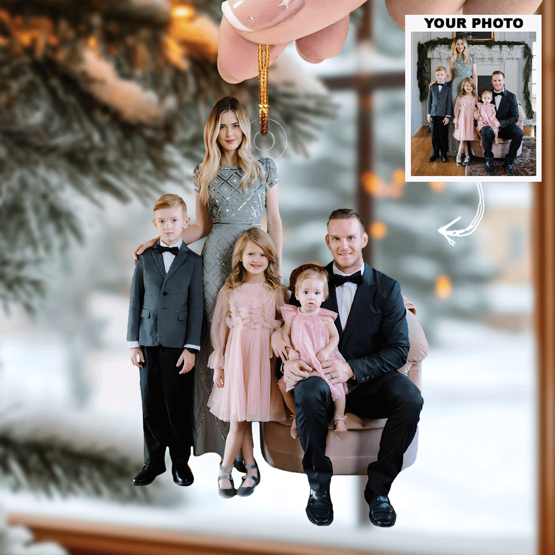 Family Forever - Personalized Photo Mica Ornament - Christmas Gift For Family Members