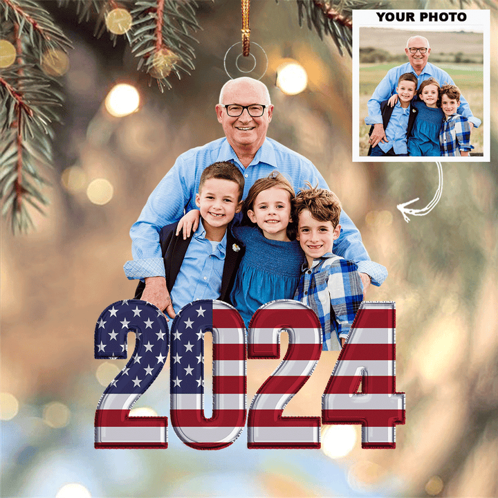 2024 Christmas Family - Personalized Photo Mica Ornament - Christmas Gift For Family Members UPL0PD055