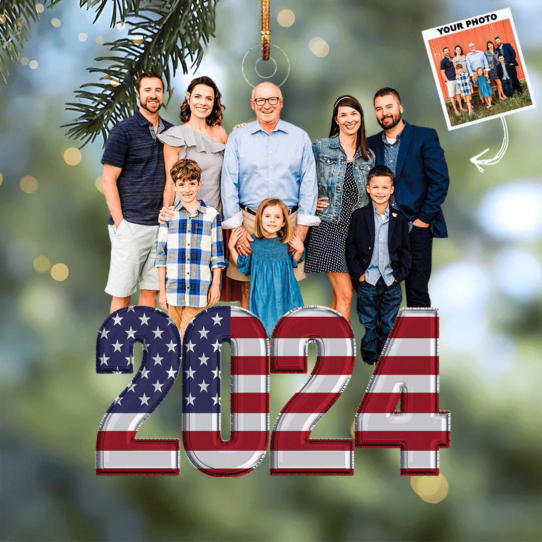 2024 Christmas Family - Personalized Photo Mica Ornament - Christmas Gift For Family Members UPL0PD055