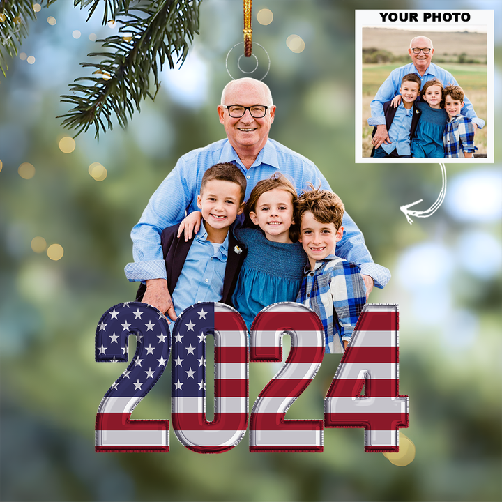 2024 Christmas Family - Personalized Photo Mica Ornament - Christmas Gift For Family Members UPL0PD055
