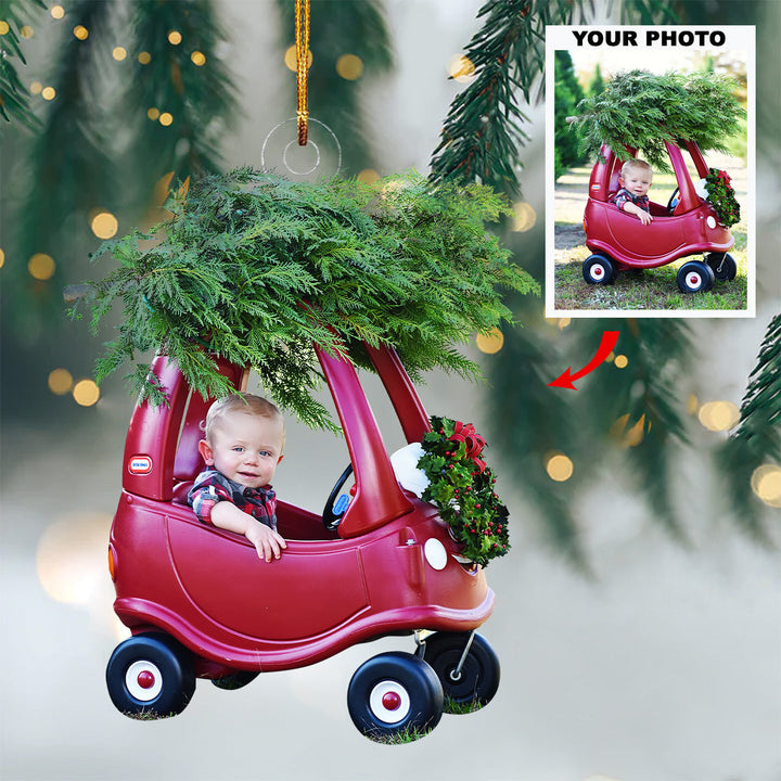 Holiday Cozy Car Ride - Personalized Photo Mica Ornament - Christmas Gift For Baby, Family Members