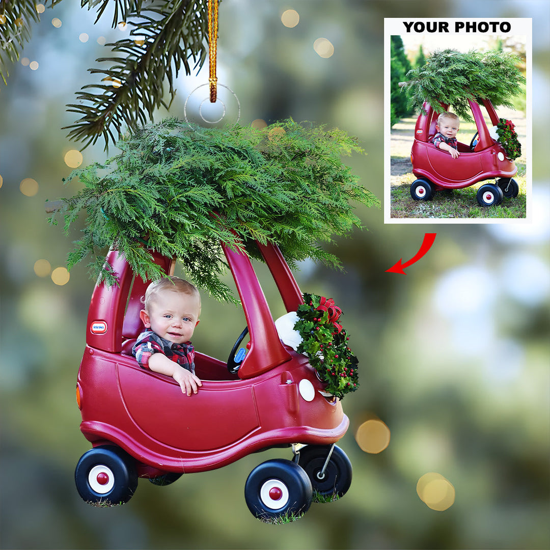 Holiday Cozy Car Ride - Personalized Photo Mica Ornament - Christmas Gift For Baby, Family Members