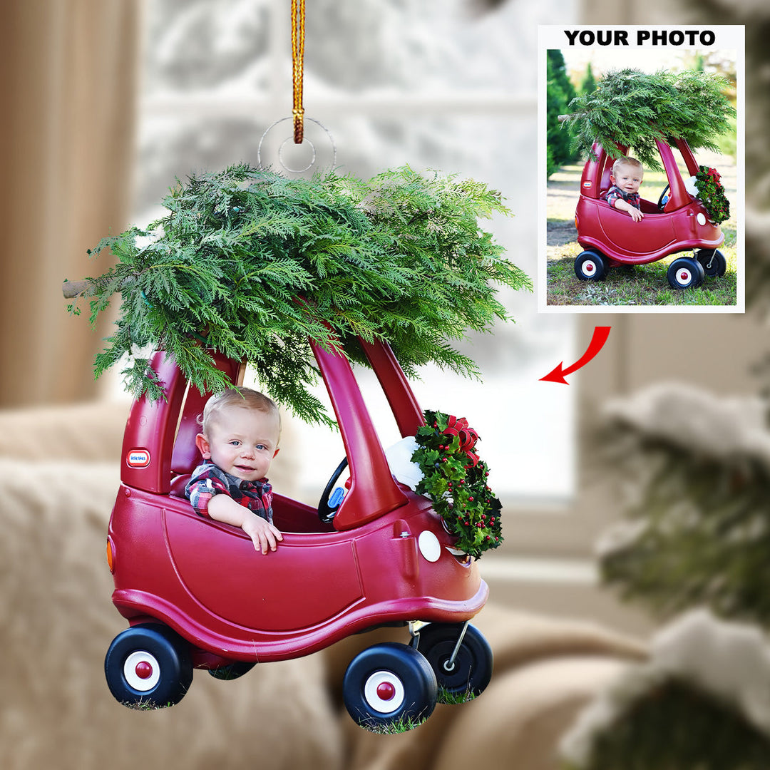 Holiday Cozy Car Ride - Personalized Photo Mica Ornament - Christmas Gift For Baby, Family Members
