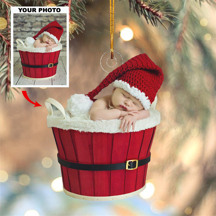 Holiday Magic - Personalized Photo Mica Ornament - Christmas Gift For Baby, Family Members