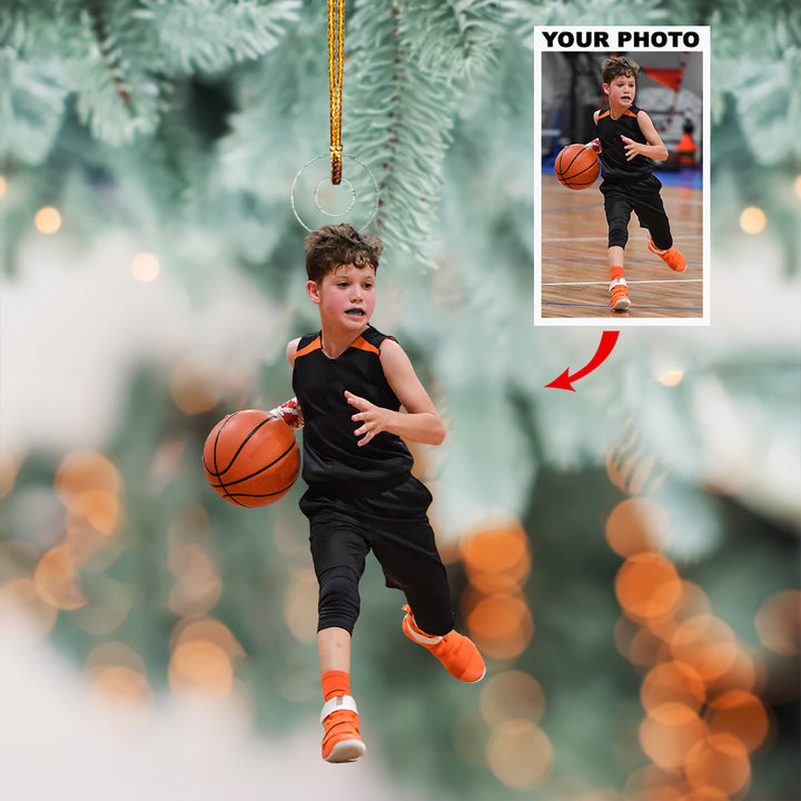 Basketball Ornament - Personalized Photo Mica Ornament - Christmas Gift For Sports Lovers