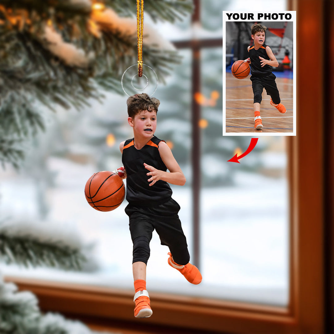 Basketball Ornament - Personalized Photo Mica Ornament - Christmas Gift For Sports Lovers