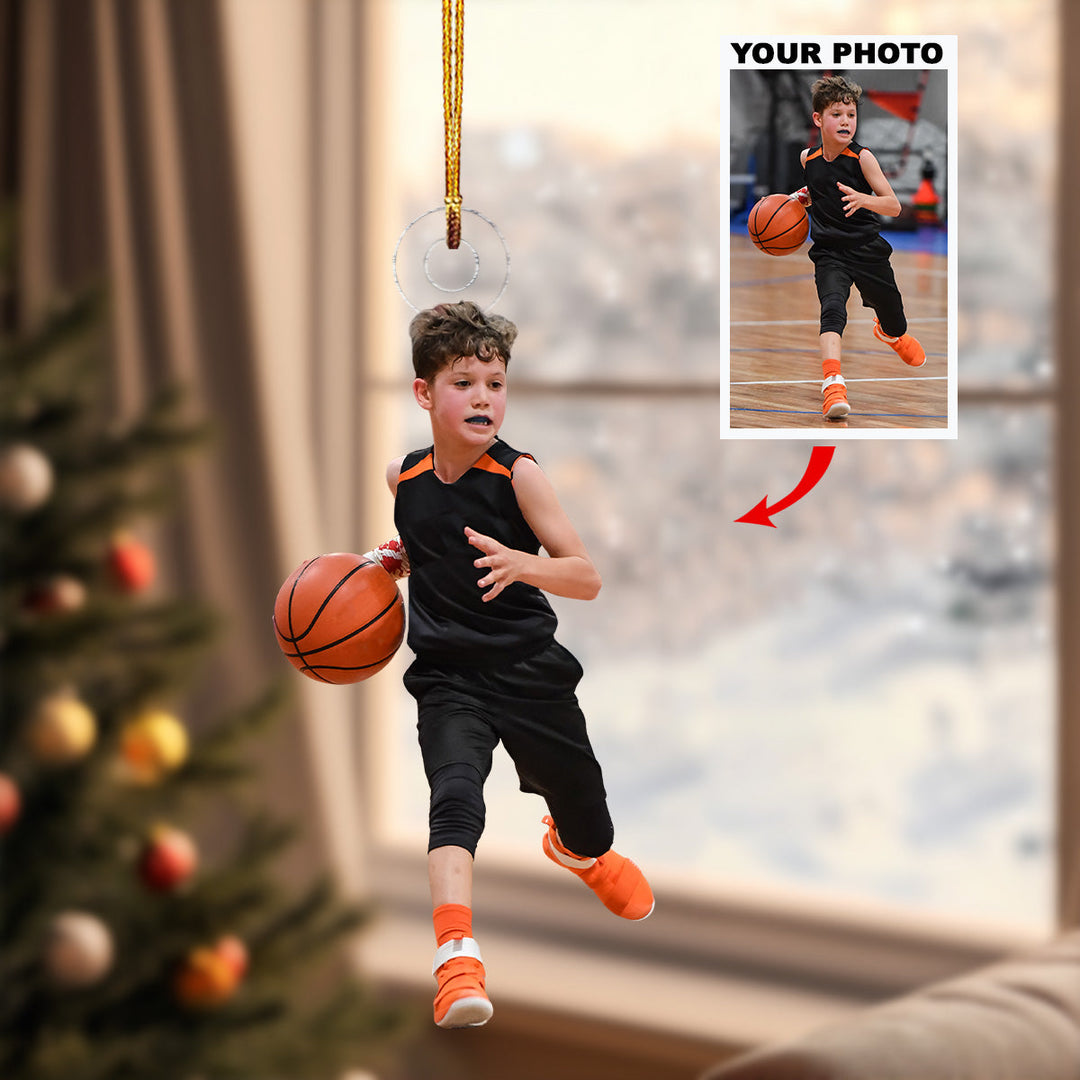 Basketball Ornament - Personalized Photo Mica Ornament - Christmas Gift For Sports Lovers