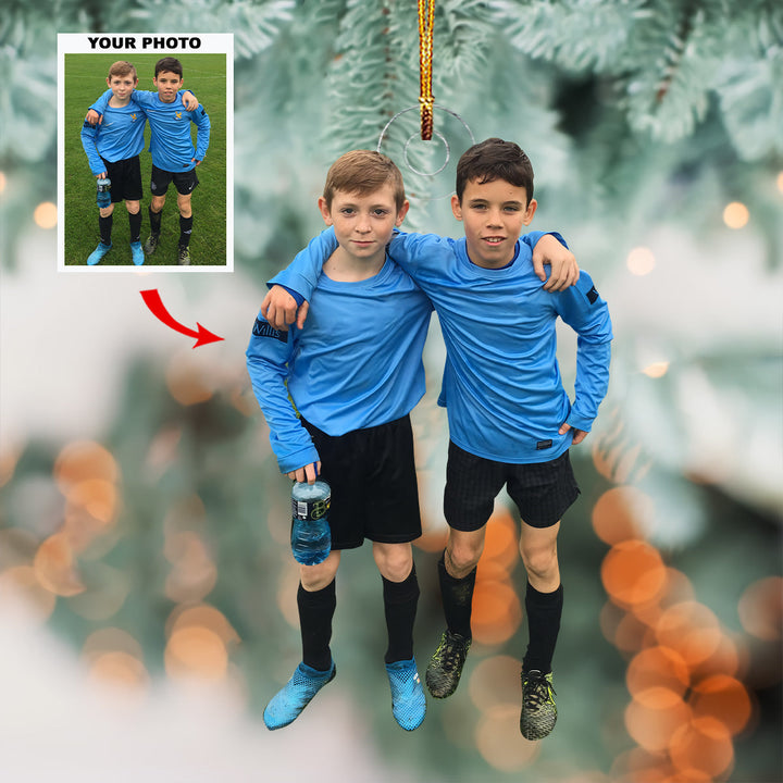 Youth Sports Memory - Personalized Photo Mica Ornament - Christmas Gift For Sport Lovers