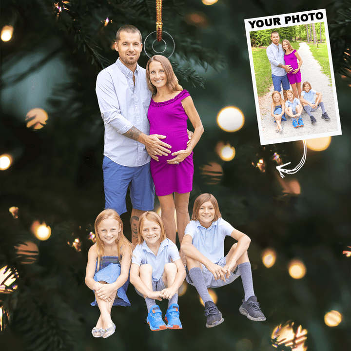 Expecting Love - Personalized Photo Mica Ornament - Gift For Family, Family Members