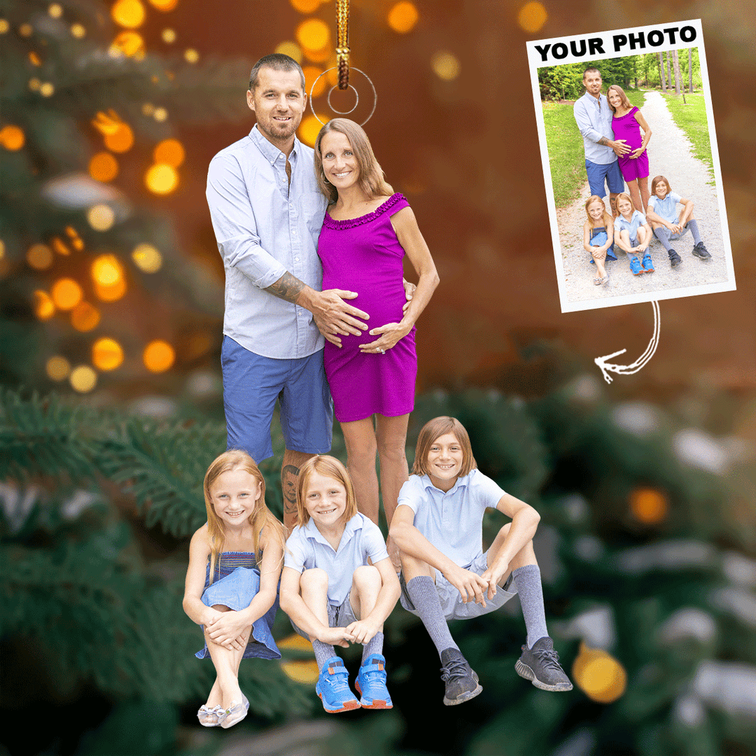 Expecting Love - Personalized Photo Mica Ornament - Gift For Family, Family Members