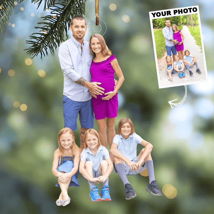 Expecting Love - Personalized Photo Mica Ornament - Gift For Family, Family Members