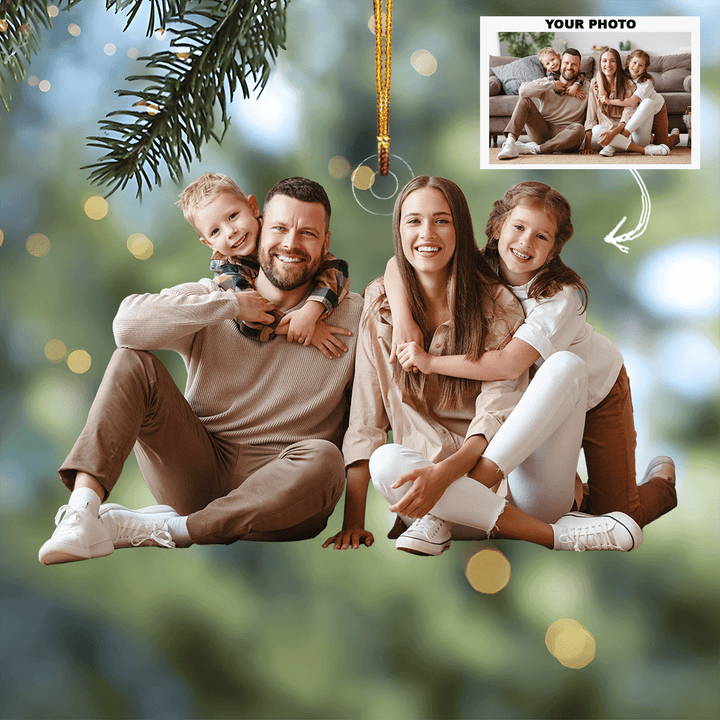 Family Joy - Personalized Photo Mica Ornament - Gift For Family, Family Members