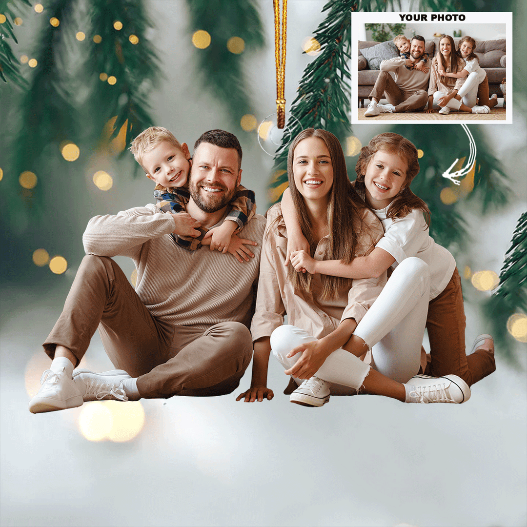 Family Joy - Personalized Photo Mica Ornament - Gift For Family, Family Members