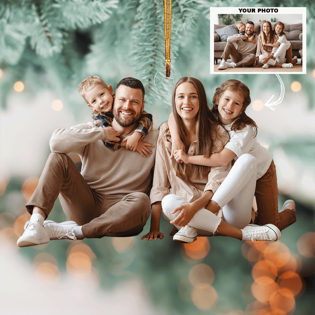 Family Joy - Personalized Photo Mica Ornament - Gift For Family, Family Members