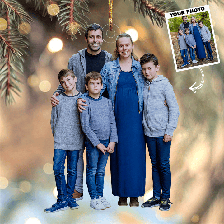 Woodland Walk - Personalized Photo Mica Ornament - Gift For Family, Family Members