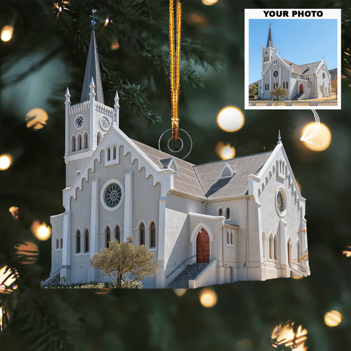 Church Bells - Personalized Photo Mica Ornament - Christmas Gift For Family, Family Members
