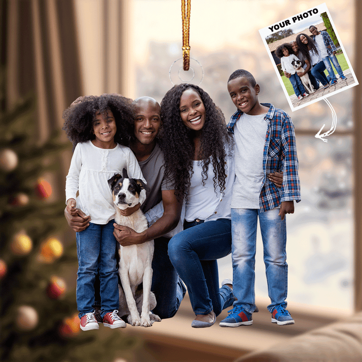 Happy Family - Personalized Photo Mica Ornament - Christmas Gift For Family, Family Members