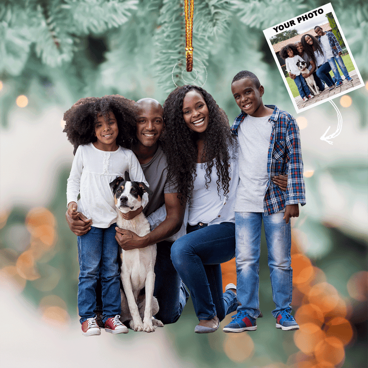 Happy Family - Personalized Photo Mica Ornament - Christmas Gift For Family, Family Members