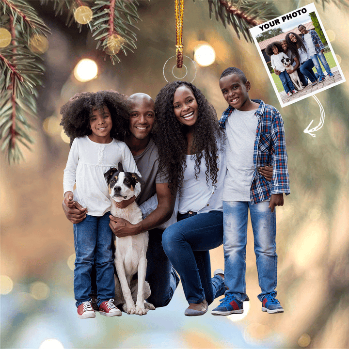 Happy Family - Personalized Photo Mica Ornament - Christmas Gift For Family, Family Members