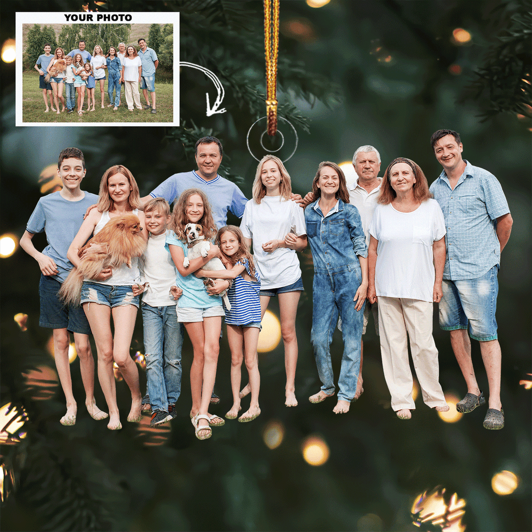 Love Across Generations - Personalized Photo Mica Ornament - Christmas Gift For Family, Family Members