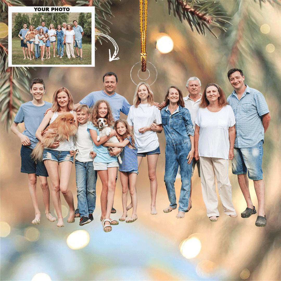 Love Across Generations - Personalized Photo Mica Ornament - Christmas Gift For Family, Family Members